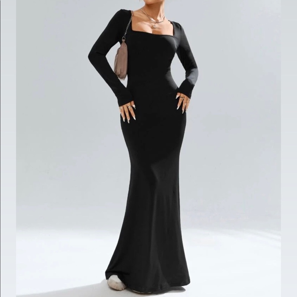 Black Long Sleeve Soft Lounge Dress XS